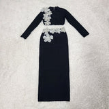 Long skirt shoulder flower set black