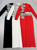 Long Skirt Shoulder Flower Set white