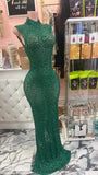 Luxury green dress sleeve less