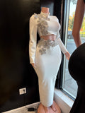 Long Skirt Shoulder Flower Set white