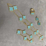 Light blue 18k gold platter 4 PCs set van cleef