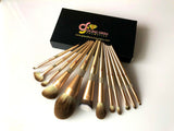 12 GOLD & RHINESTONES LUXURY BRUSHES SET